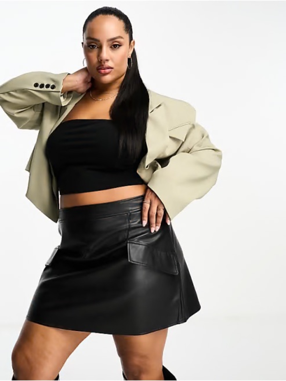 ASOS River Island Plus faux leather mini skirt - Black mini Skirt Size 22
